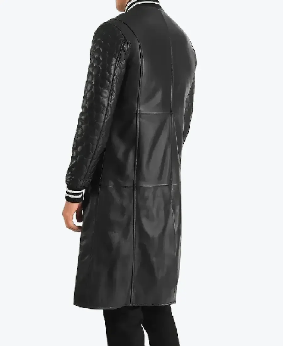 Men's Wilde Black Leather Varsity Coat Back - Rare Jackets