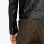 Moschino Strips Detailing Black Leather Biker Jacket Sleeves Rare Jacket