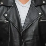 Negan Asymmetrical Black Belted Moto Leather Jacket Collar Rare Jacket