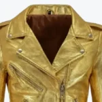 Paradise Gold Leather Biker Jacket Collar Rare Jacket