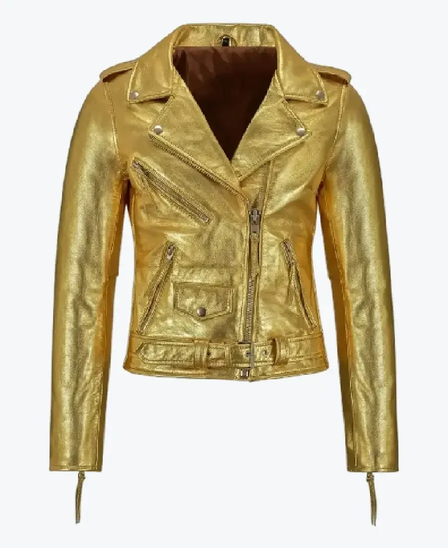 Paradise Gold Leather Biker Jackets Rare Jacket