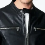 Roy Kent Black Biker Leather Jacket Collar Rare Jacket