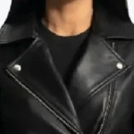 Rumy Black Leather Biker Jacket Collar Rare Jacket