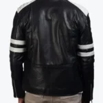 SHop the Brad Black And White Leather Biker Jackets Rare Jacket