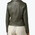 Shop The Anna Army Green Leather Biker Jackets Rare Jacket