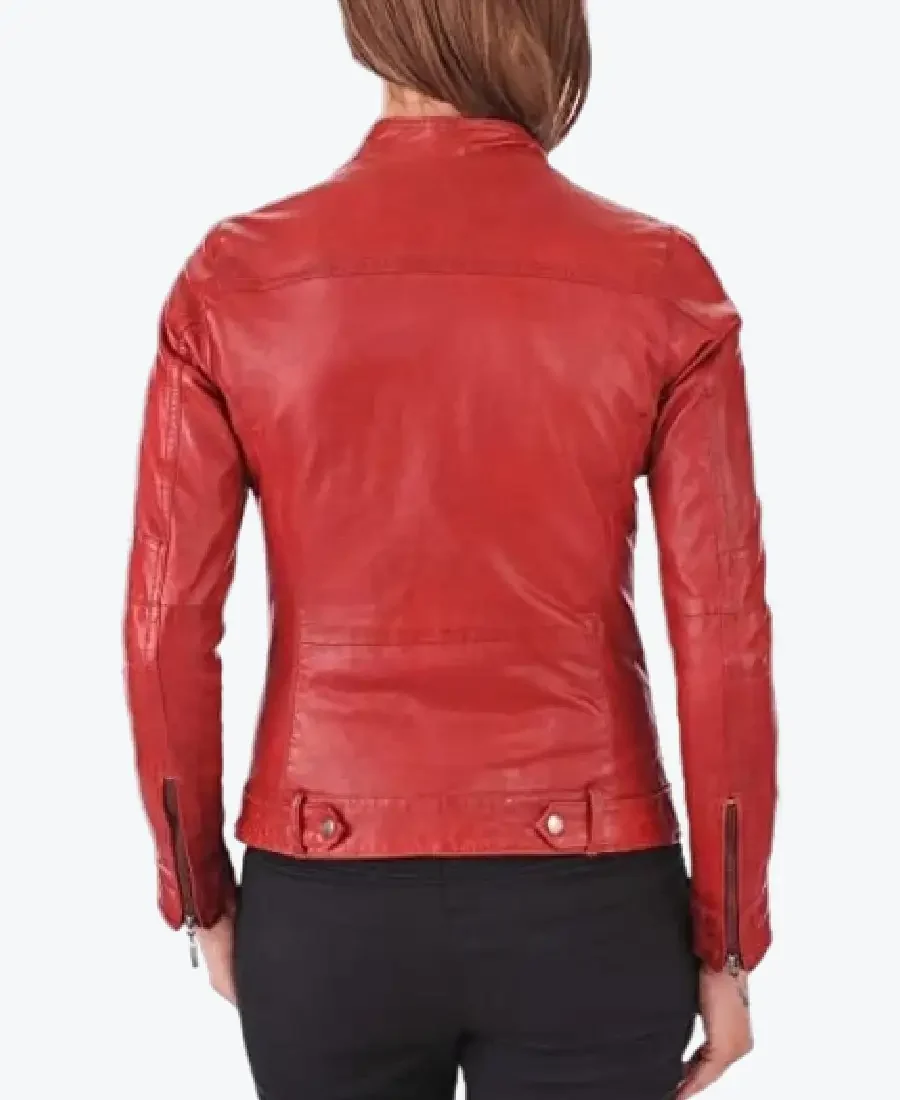 Shop The Claire Red Leather Jackets Rare Jacket