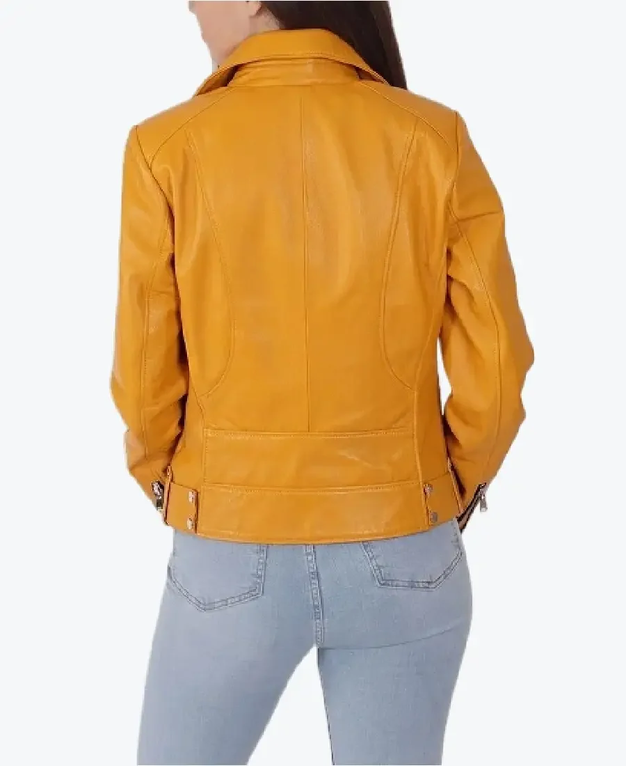 Shop The Jenna Yellow Biker Leather Jackets Rare Jacket