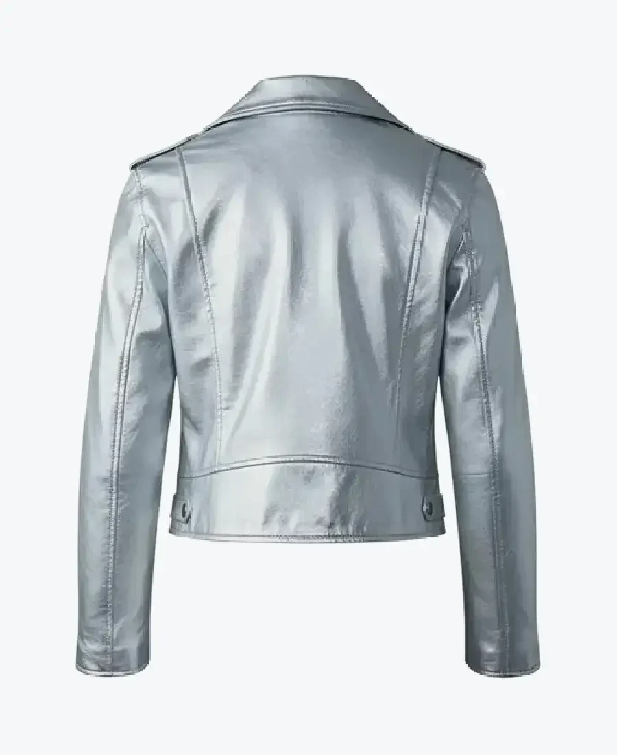Shop The Mackage Baya Silver Leather Biker Jackets Rare Jacket