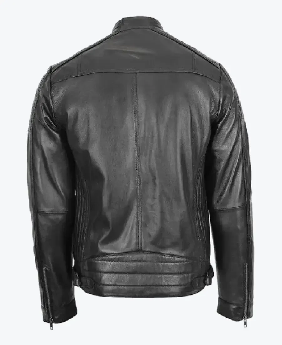 Shop The Men Black Cafe Racer Biker Leather Jacketsv Rare Jacket