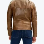 Shop The Men Piping Details Brown Moto Leather Jackets Rare Jacket