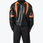 Shop The Men's Black Orange Cropped Biker Leather Jackets Rare Jacket