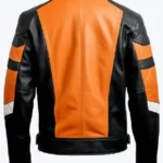 Shop The Men's Handmade Black & Orange Leather Biker Jackets Rare Jacket
