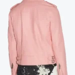 Men's Pink Leather Moto Jacket - Image 2
