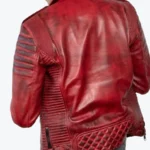 Shop The Men's Quilted Red Leather Biker Jackets Rare Jacket