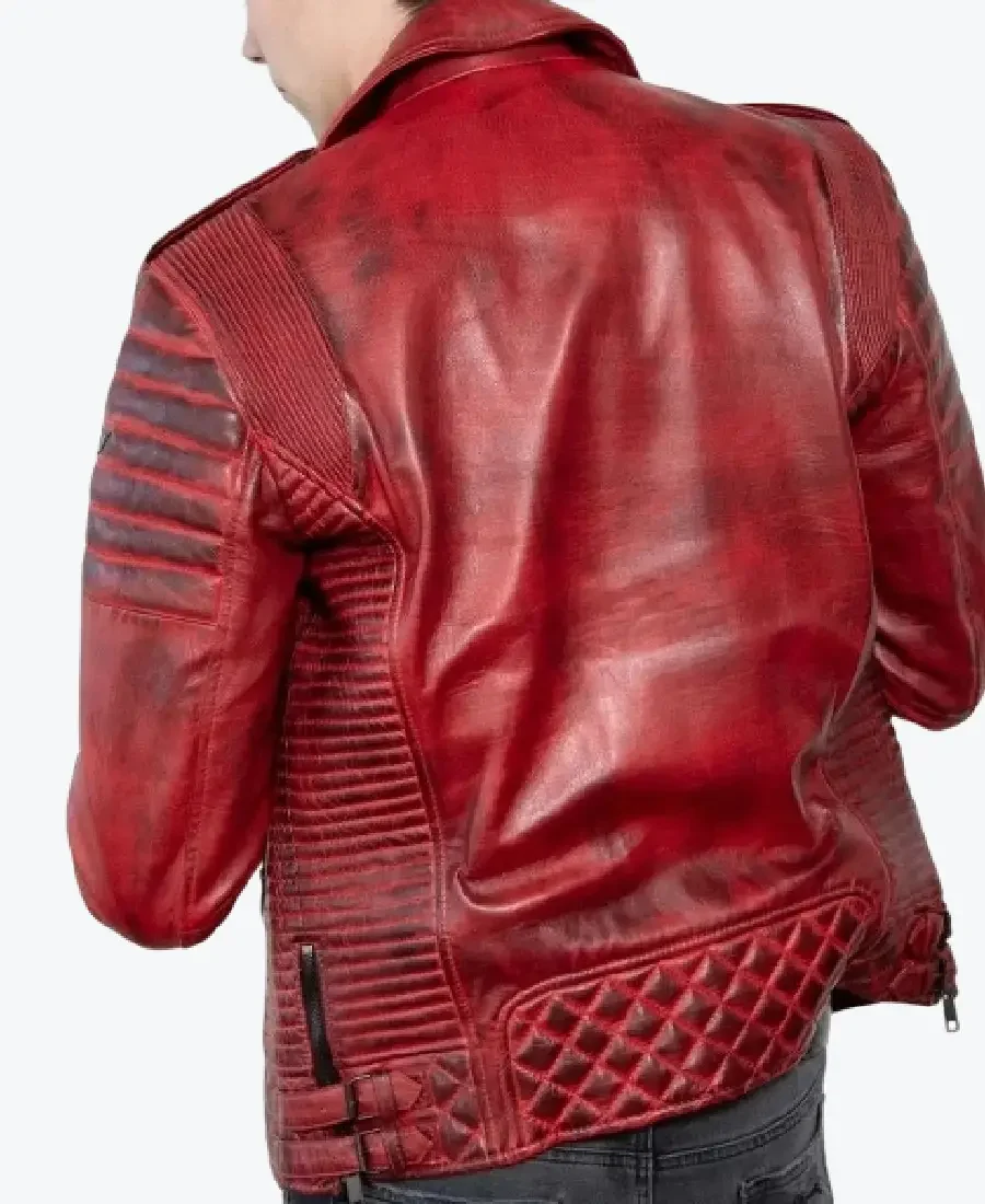Shop The Men's Quilted Red Leather Biker Jackets Rare Jacket