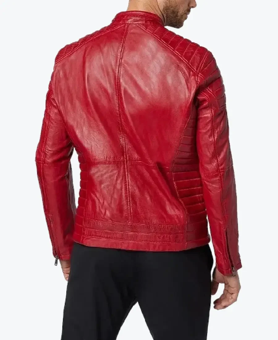 Shop The Mens Red Leather Biker Jackets Rare Jacket