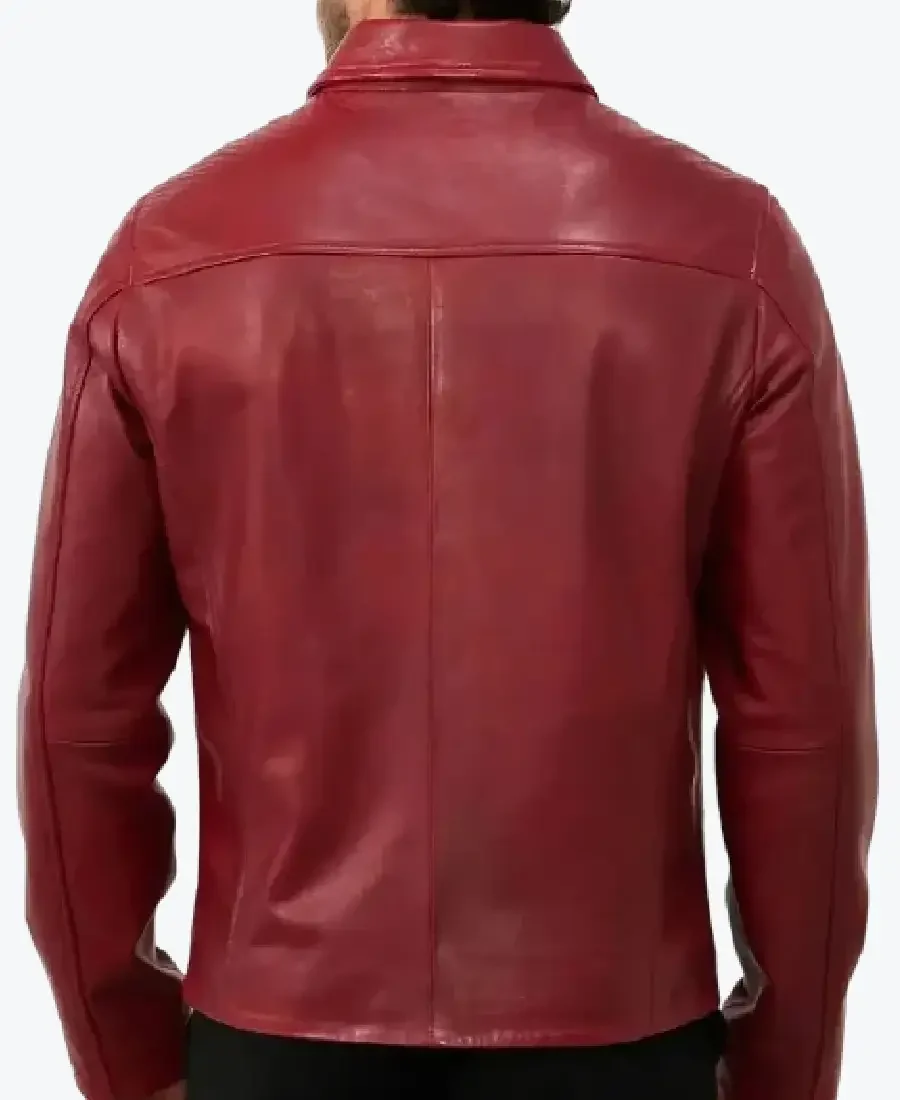 Shop The Men's Red Shirt Collar Leather Biker Jackets Rare Jacket