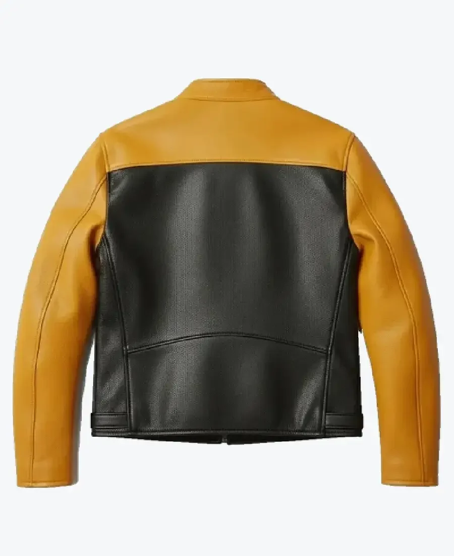Shop The Men's Retro Cafe Yellow & Black Leather Moto Jackets Rare Jacket
