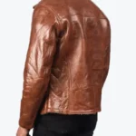 Shop The Men's Shearling Lapel Style Leather Jacket Brown Rare Jacket