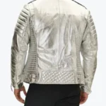 Shop The Men's Silver Quilted Moto Leather Jackets Rare Jacket