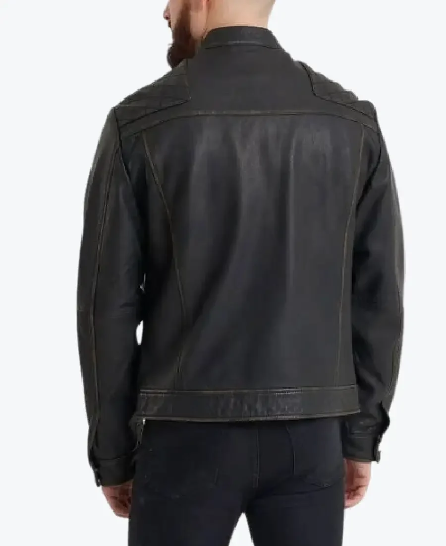 Shop The Men's Simple Black Leather Biker Jackets Rare Jacket