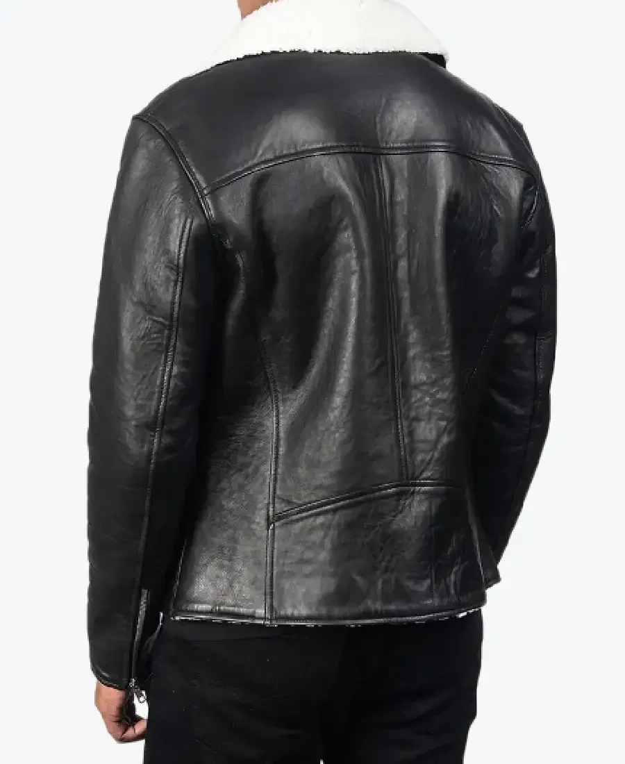Shop The Men's White Shearling Black Leather Jackets Rare Jacket
