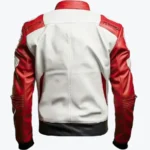 Shop The Men’s White and Red Street Racer Leather Jackets Rare Jacket