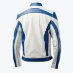 Shop The Men's White_Blue Biker Lambskin Leather Jackets Rare Jacket