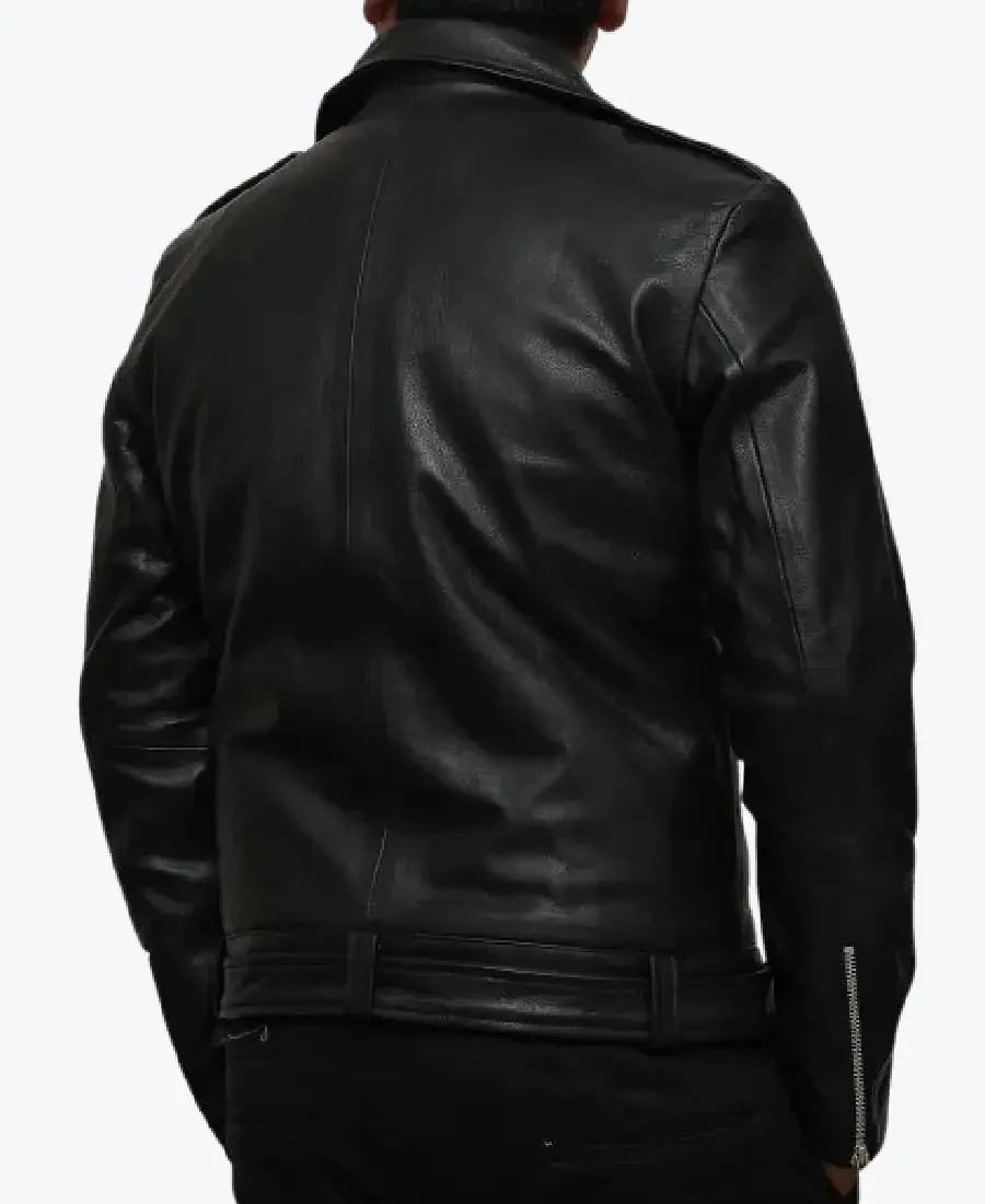 Shop The Negan Asymmetrical Black Belted Moto Leather Jackets Rare Jacket