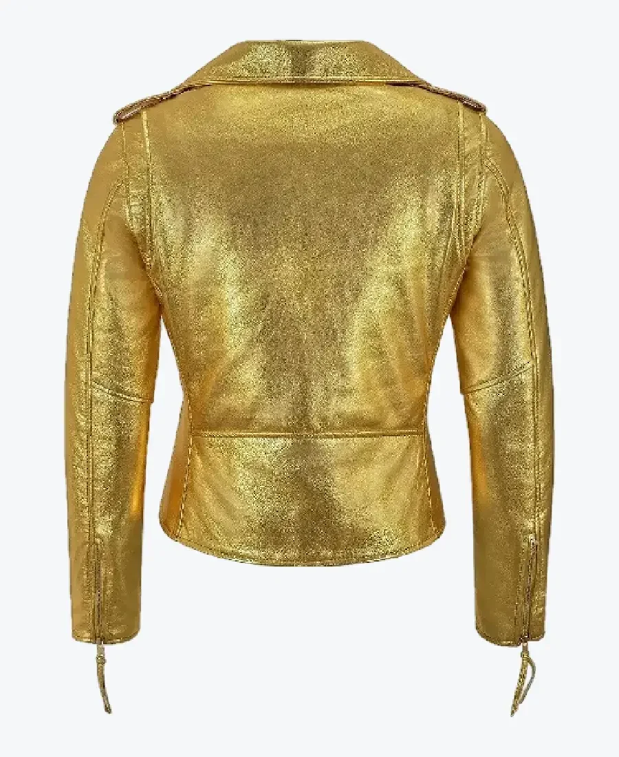 Shop The Paradise Gold Leather Biker Jackets Rare Jacket