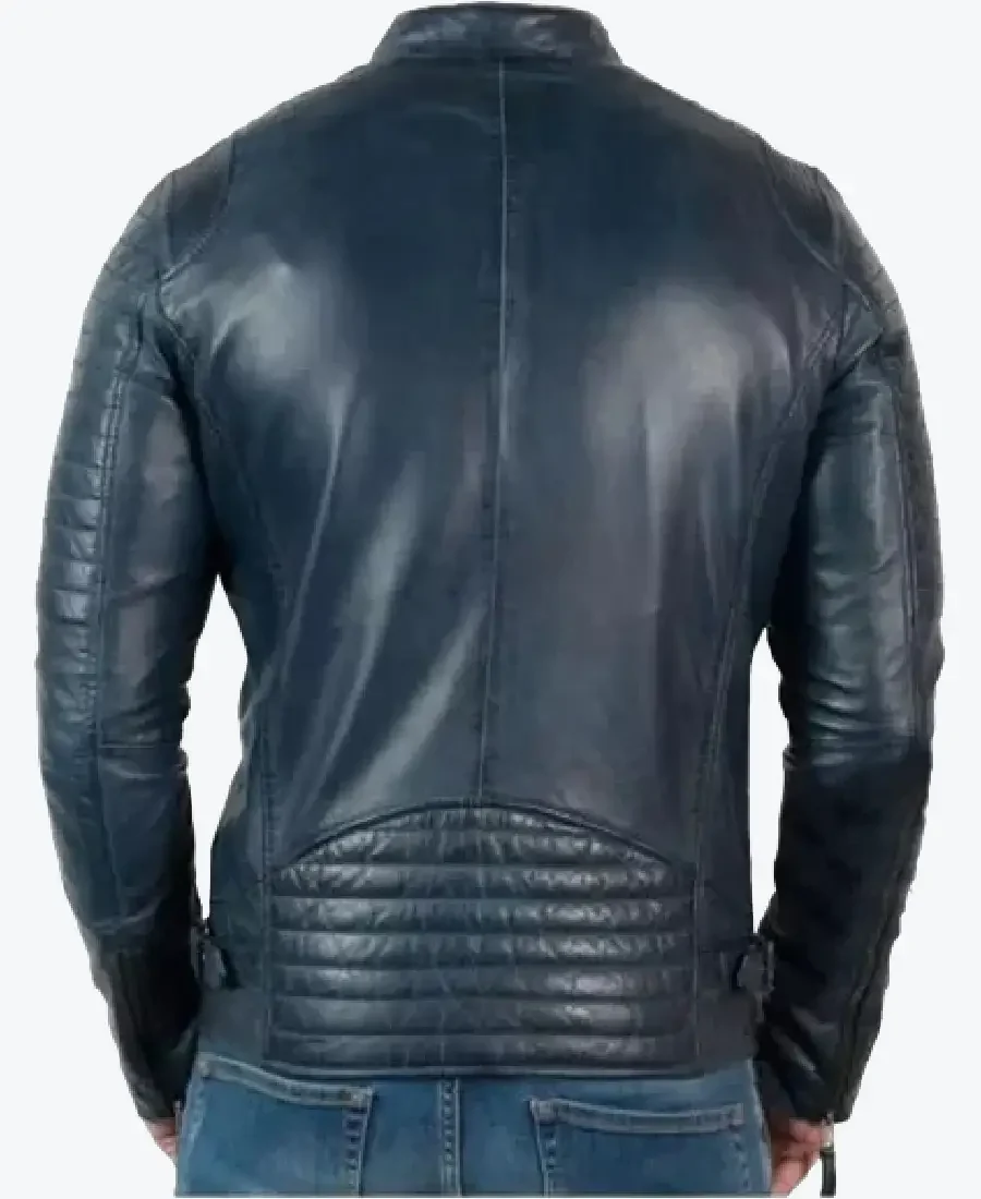 Shop The Vintage Cafe Racer Distressed Navy Motorcycle Leather Jackets Rare Jacket