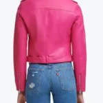 Shop The Women Asymmetrical Hot Pink Leather Biker Jackets Rare Jacket