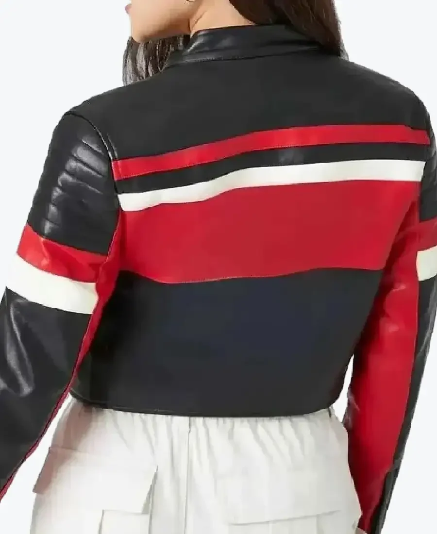 Shop The Women Cropped Red And Black Leather Jackets Rare Jacket