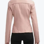 Shop The Women Light Pink Cafe Racer Leather Jackets Rare Jacket
