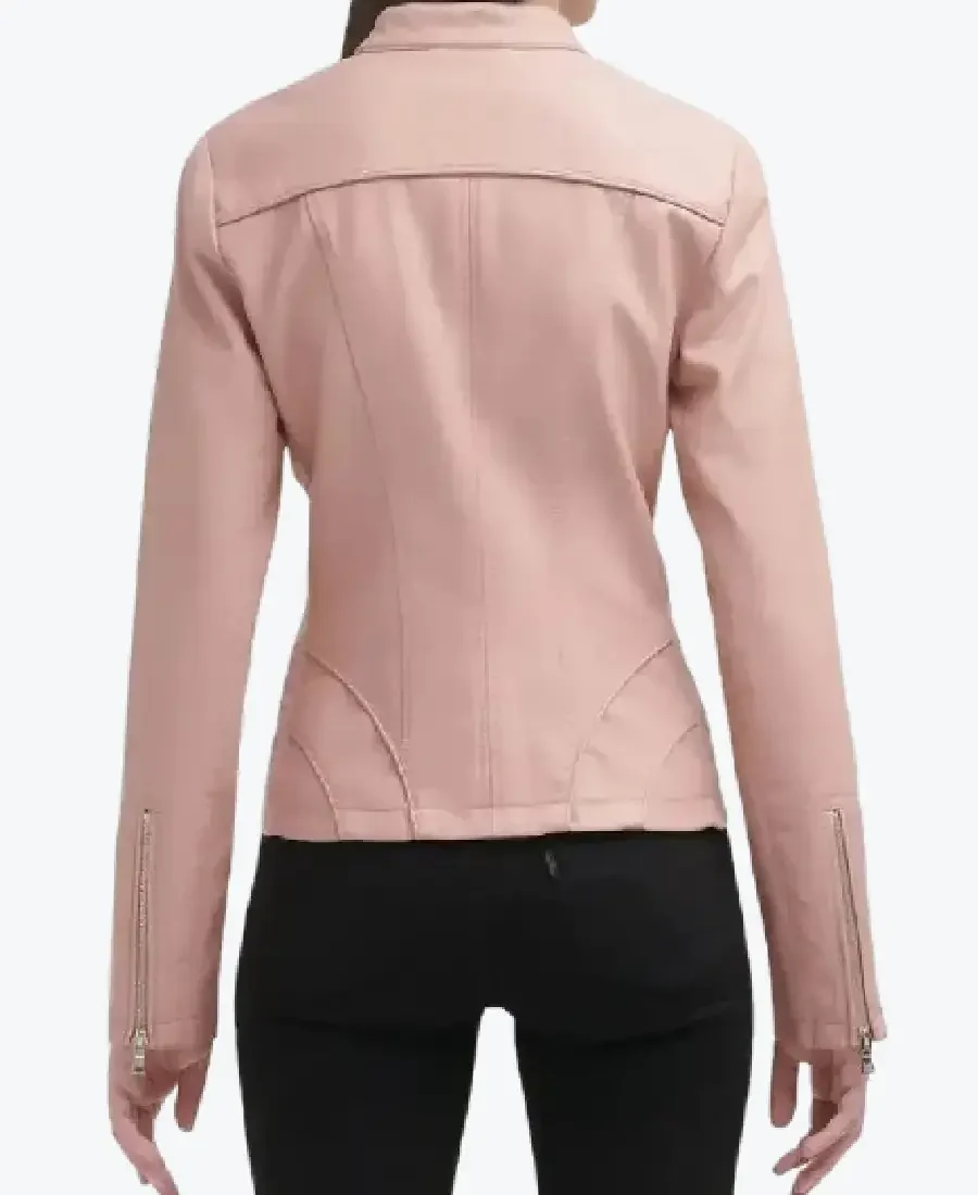 Shop The Women Light Pink Cafe Racer Leather Jackets Rare Jacket