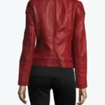 Shop The Women Merlot Red Leather Biker Jackets Rare Jacket