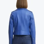 Shop The Women Real Lambskin Light Blue Moto Jackets Rare Jacket