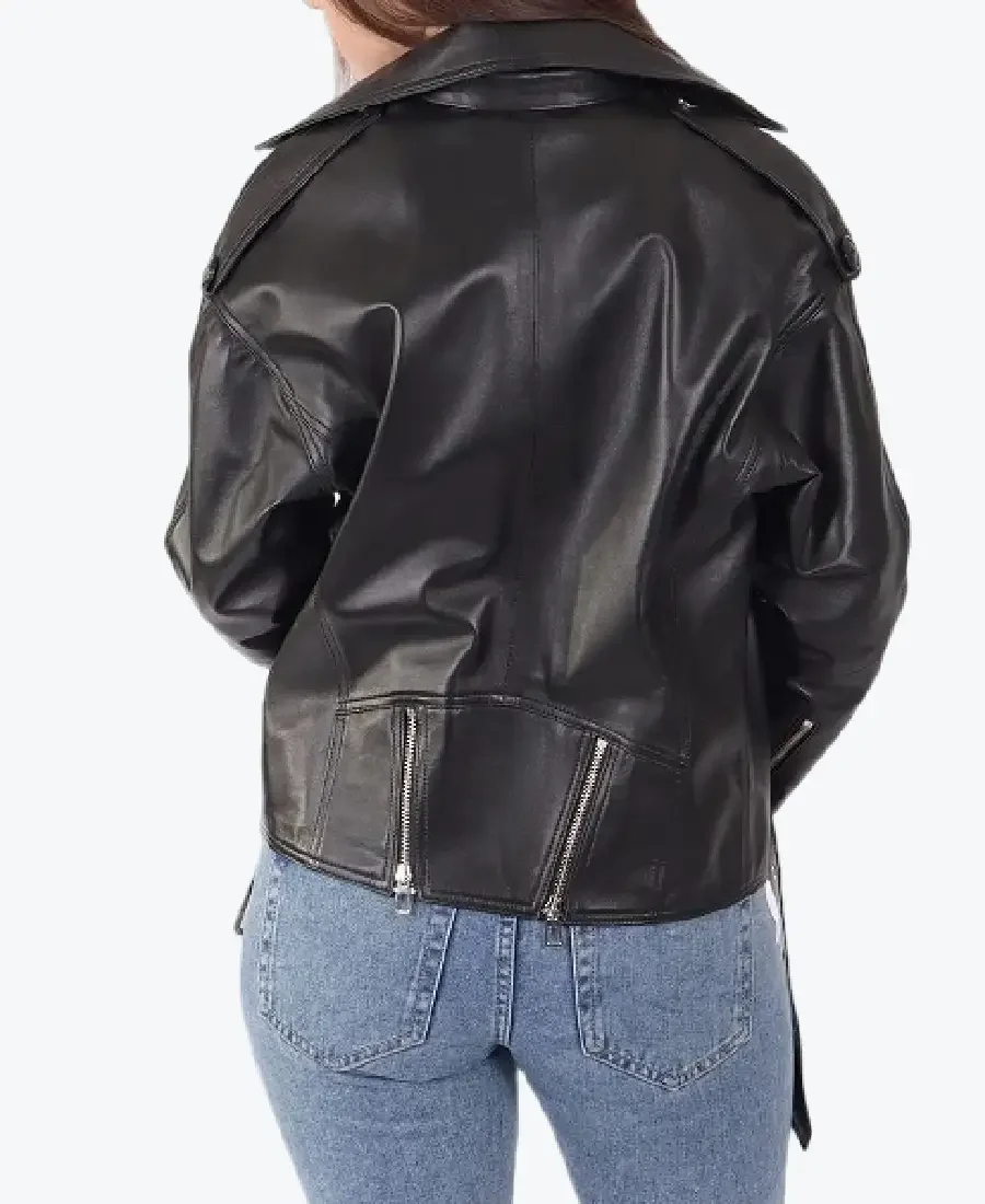 Shop The Women Samara Black Leather Biker Jackets Rare Jacket