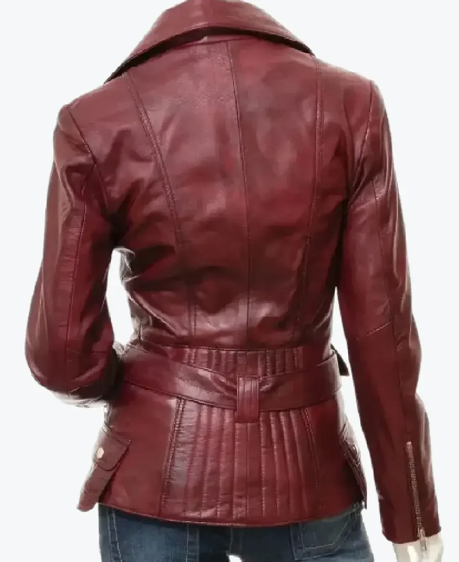 Shop The Women Vintage Burgundy Leather Biker Jackets Rare Jacket