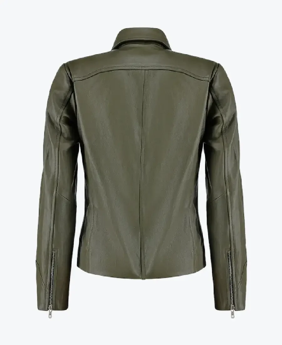 Shop The Women’s Asymmetrical Green Leather Motorcycle Jackets Rare Jacket