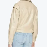 Shop The Womens Beige Moto Leather Jackets Rare Jacket