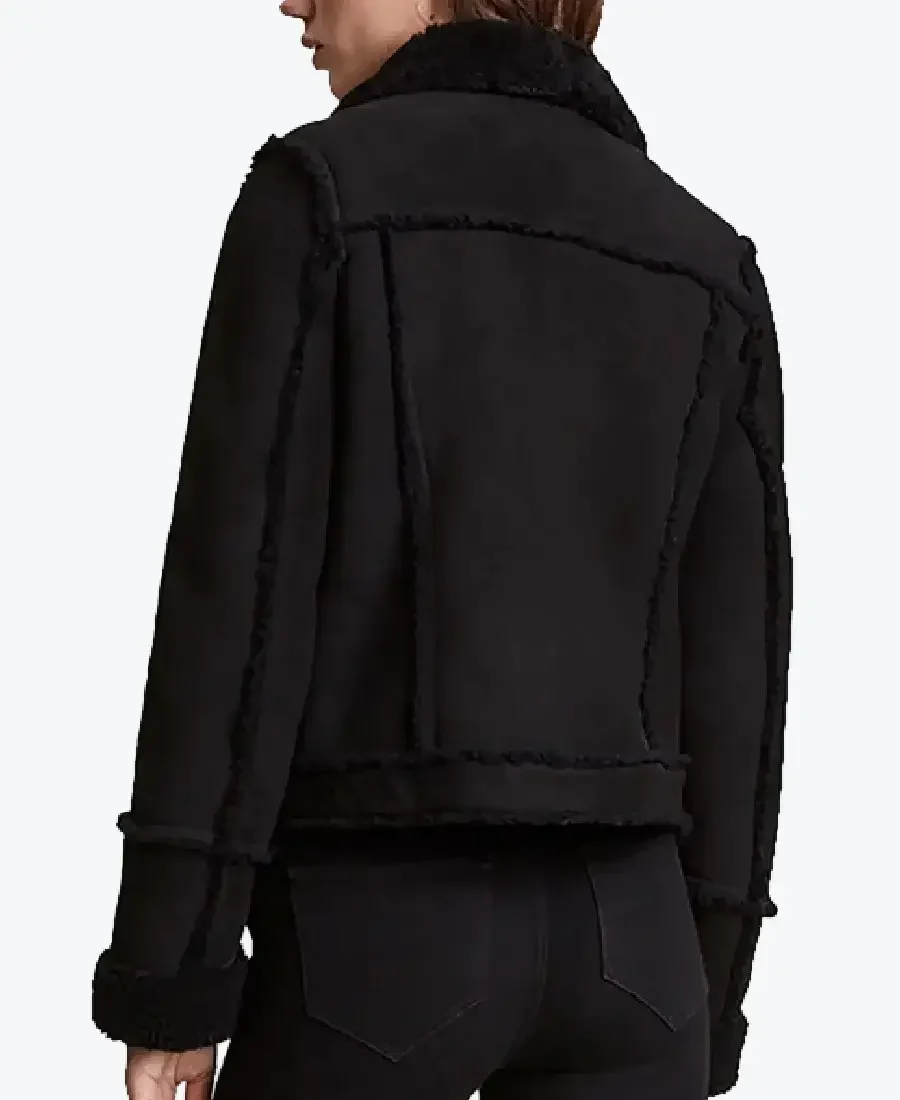 Shop The Women’s Black Trucker Shearling Leather Jackets Rare Jacket