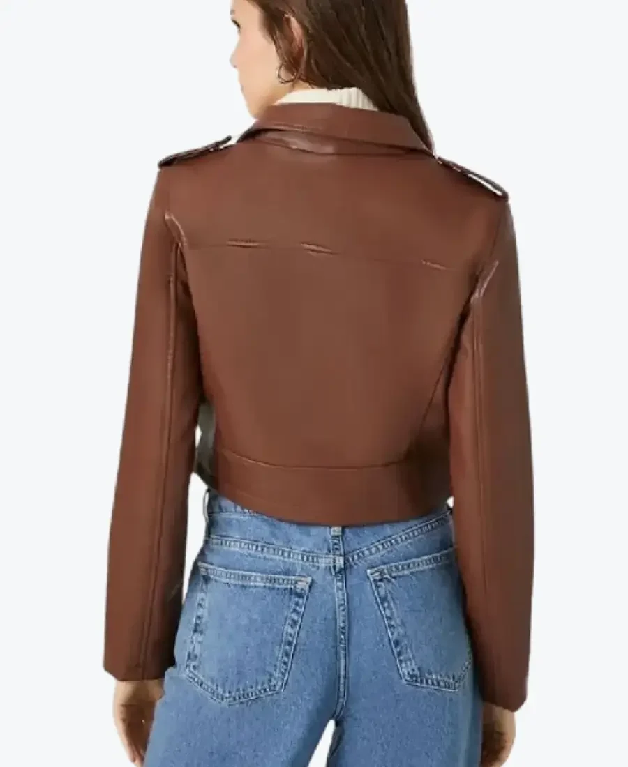Shop The Women’s Brown Cropped Motorcycle Leather Jackets Rare Jacket