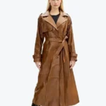 Shop The Women's Brown Lambskin Leather Long Trench Coat - Rare Jackets