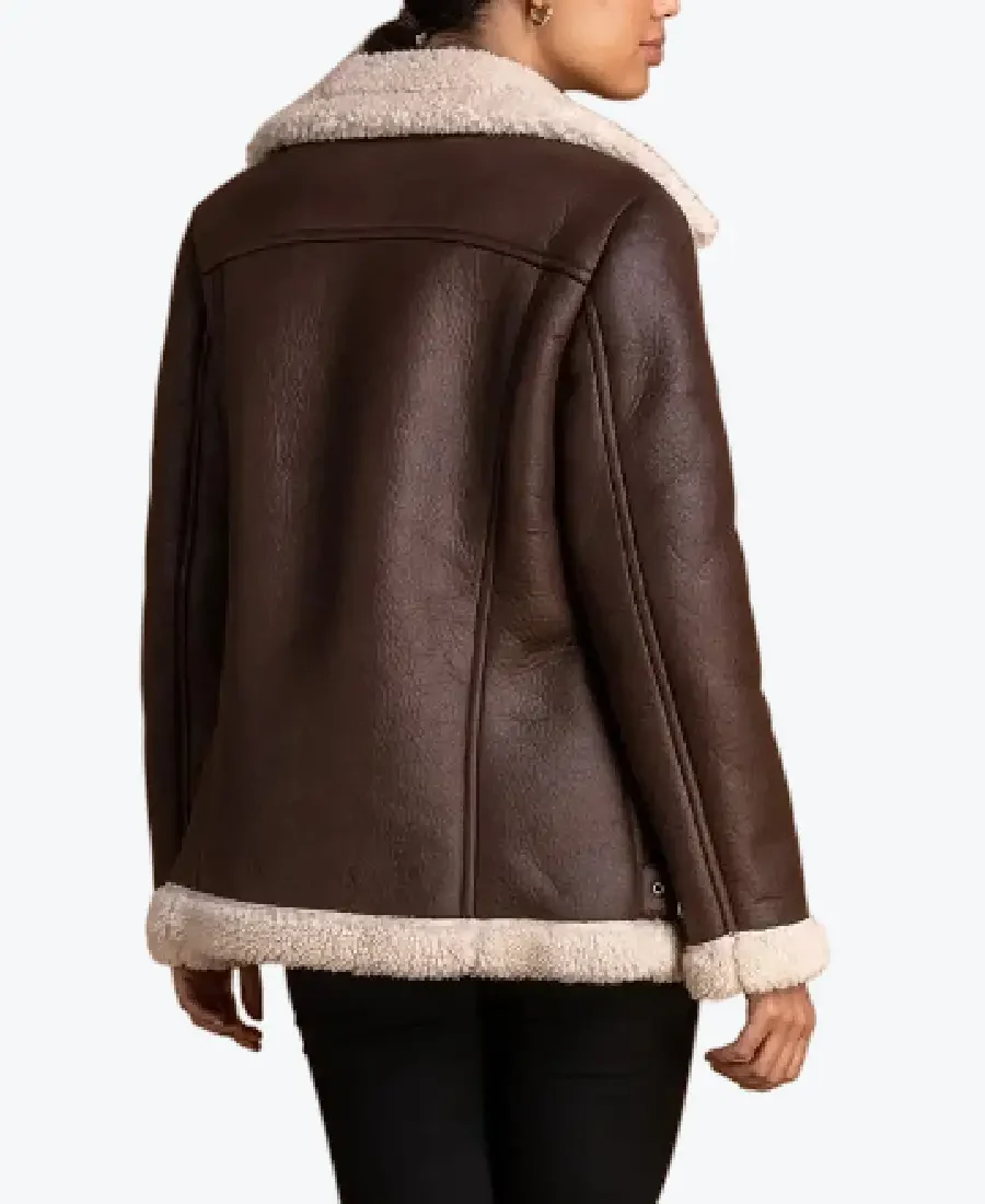 Shop The Women's Brown Sherpa Lined Aviator Jackets Rare Jacket