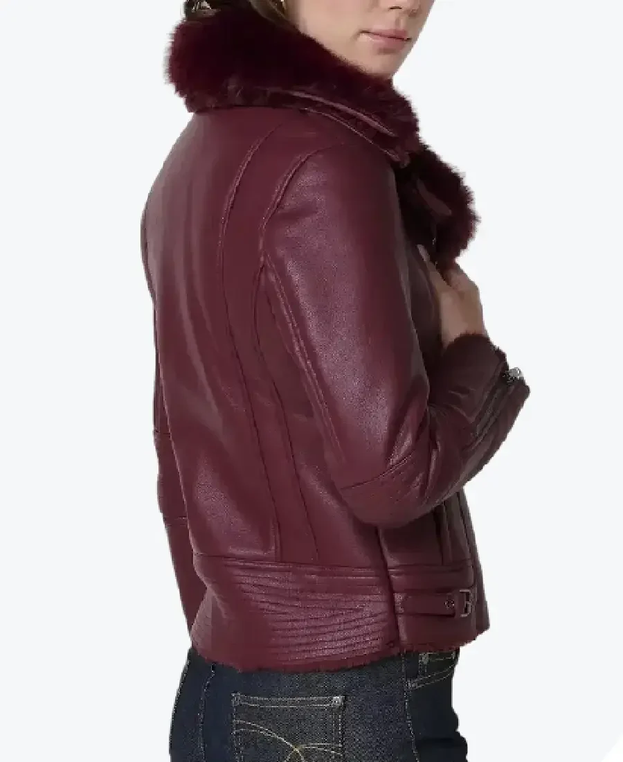 Shop The Women’s Burgundy Aviator Leather Jackets