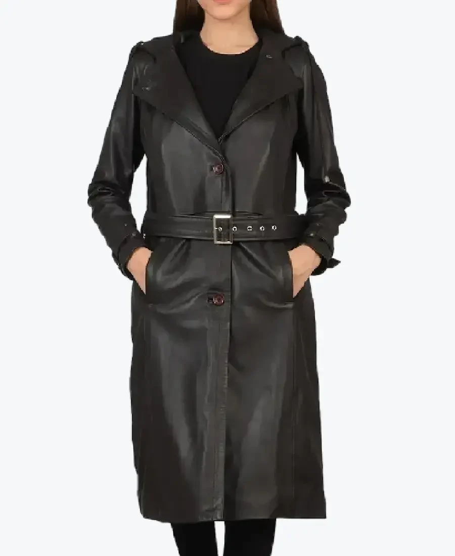 Shop The Women's Fixon Hooded Black Trench Coat - Rare Jackets