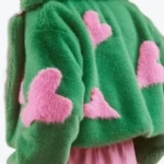 Shop The Women’s Love Heart Bamboo Fur Jacket Green Rare Jacket