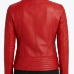 Shop The Women’s Quilted Red Cafe Racer Leather Jackets Rare Jacket