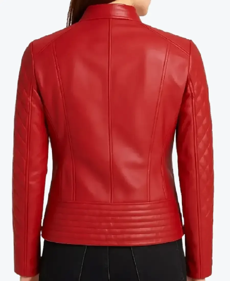 Shop The Women’s Quilted Red Cafe Racer Leather Jackets Rare Jacket